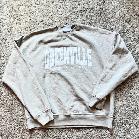 Greenville South Carolina Cream Crew Neck Sweater GVL Soft Champion Size Large - Picture 4 of 9